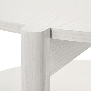 English Elm Transitional Round Coffee Table with Open Shelf Low Profile Wood Grain Living Room White B2741P565588