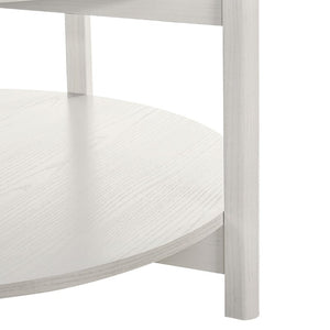 English Elm Transitional Round Coffee Table with Open Shelf Low Profile Wood Grain Living Room White B2741P565588