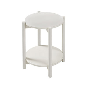 English Elm 1Pc Round End Table with Open Shelf Matte Wood Grain Finish for Living Room White B2741P565589
