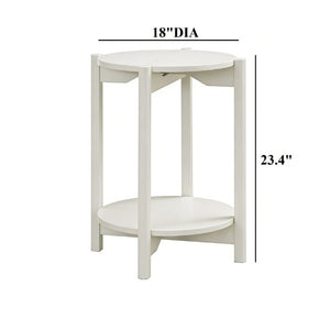 English Elm 1Pc Round End Table with Open Shelf Matte Wood Grain Finish for Living Room White B2741P565589