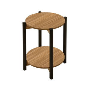 English Elm 1Pc Round End Table with Open Shelf Matte Wood Grain Finish for Living Room Walnut B2741P565590