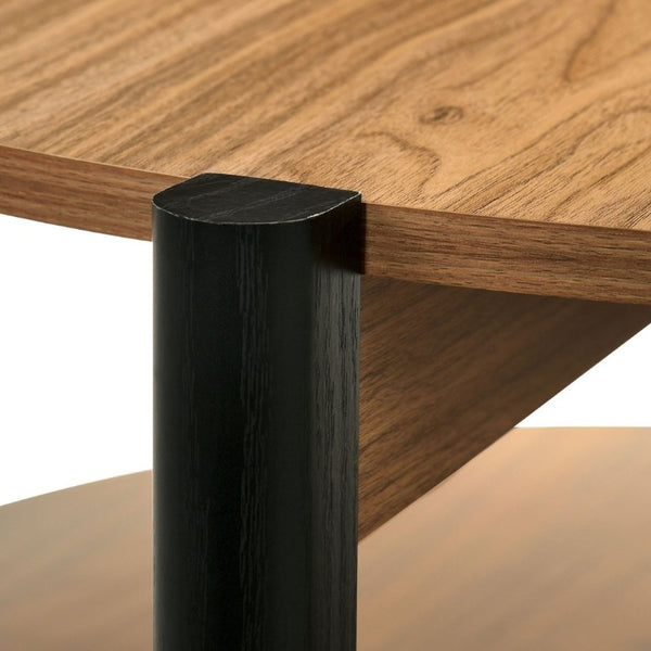 English Elm 1Pc Round End Table with Open Shelf Matte Wood Grain Finish for Living Room Walnut B2741P565590