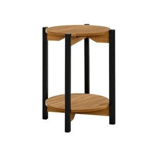 English Elm 1Pc Round End Table with Open Shelf Matte Wood Grain Finish for Living Room Walnut B2741P565590