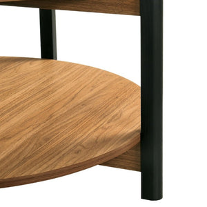 English Elm 1Pc Round End Table with Open Shelf Matte Wood Grain Finish for Living Room Walnut B2741P565590