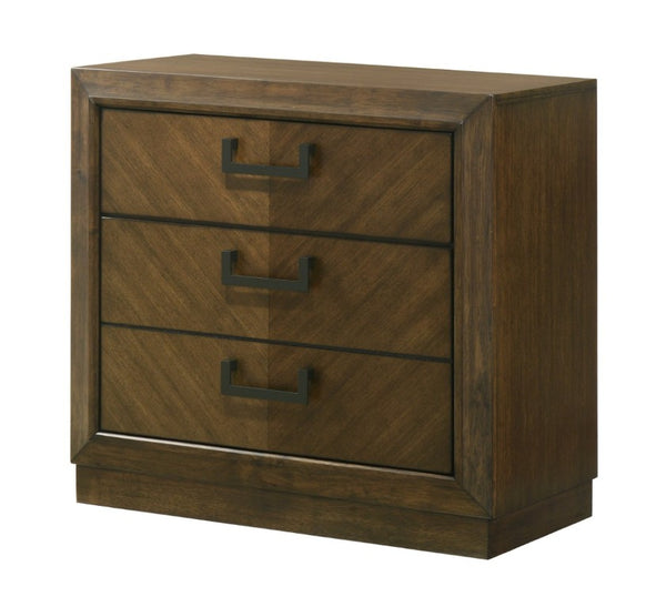 English Elm 1Pc Three Drawer Nightstand Warm Brown Wood Finish Bedroom Storage Contemporary Design B2741P565619