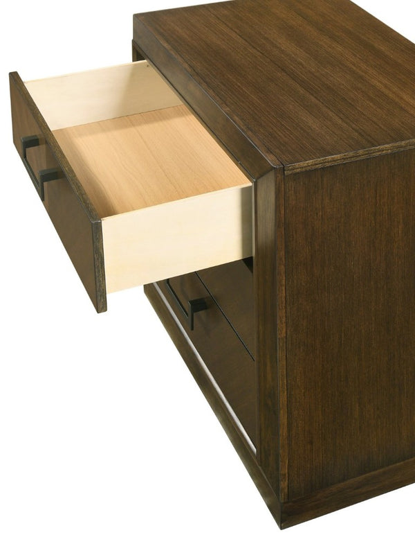 English Elm 1Pc Three Drawer Nightstand Warm Brown Wood Finish Bedroom Storage Contemporary Design B2741P565619