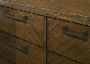 English Elm 1Pc Tall Six Drawer Wooden Chest Warm Brown Finish Slim Vertical Bedroom Storage B2741P565624