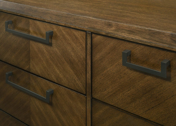 English Elm 1Pc Tall Six Drawer Wooden Chest Warm Brown Finish Slim Vertical Bedroom Storage B2741P565624