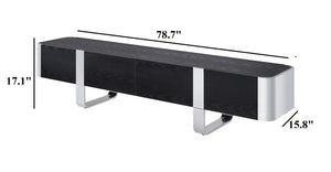 English Elm Contemporary Gold Frame Glass Shelf TV Stand with Soft Close Cabinet for Living Room Black and Silver B2741P565634