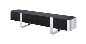 English Elm Contemporary Gold Frame Glass Shelf TV Stand with Soft Close Cabinet for Living Room Black and Silver B2741P565634