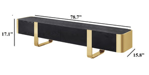 English Elm Contemporary Gold Frame Glass Shelf TV Stand with Soft Close Cabinet for Living Room Black and Gold B2741P565635