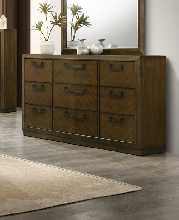 English Elm 1Pc Six Drawer Dresser Warm Brown Wood Finish Contemporary Bedroom Storage Furniture B2741P565636