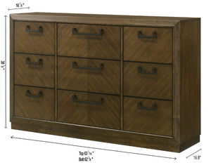 English Elm 1Pc Six Drawer Dresser Warm Brown Wood Finish Contemporary Bedroom Storage Furniture B2741P565636