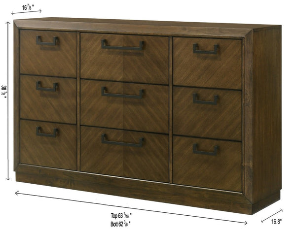 English Elm 1Pc Six Drawer Dresser Warm Brown Wood Finish Contemporary Bedroom Storage Furniture B2741P565636