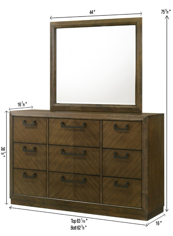 English Elm 1Pc Six Drawer Dresser Warm Brown Wood Finish Contemporary Bedroom Storage Furniture B2741P565636