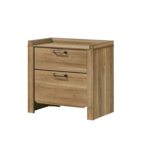English Elm Transitional Nightstand with Curved Drawers Plinth Base and Warm Wood Grain Bedroom Appeal Natural 26 L x 16 W x 25.5 H B2741P569363