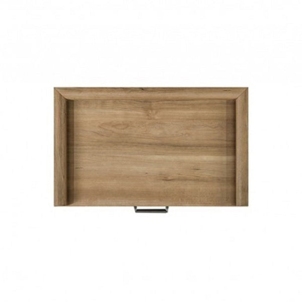 English Elm Transitional Nightstand with Curved Drawers Plinth Base and Warm Wood Grain Bedroom Appeal Natural 26 L x 16 W x 25.5 H B2741P569363