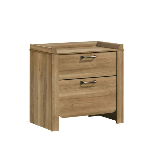 English Elm Transitional Nightstand with Curved Drawers Plinth Base and Warm Wood Grain Bedroom Appeal Natural 26 L x 16 W x 25.5 H B2741P569363