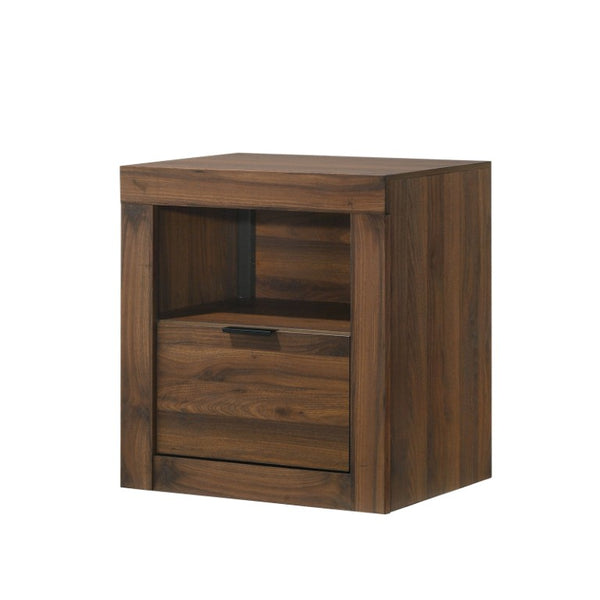 English Elm Walnut Finish Nightstand with Dovetail Drawer and Finger Pull for Modern Bedrooms Walnut 21.8 L x 16.5 W x 23.5 H B2741P569429