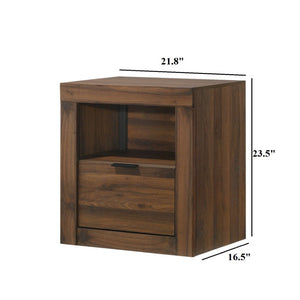 English Elm Walnut Finish Nightstand with Dovetail Drawer and Finger Pull for Modern Bedrooms Walnut 21.8 L x 16.5 W x 23.5 H B2741P569429