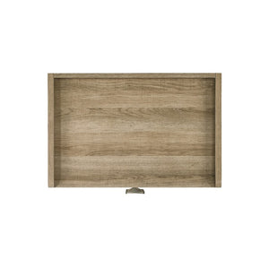 English Elm Transitional Nightstand with Curved Drawers Plinth Base and Warm Wood Grain Bedroom Appeal Oak 23.5 L x 15.6 W x 23.6 H B2741P569493