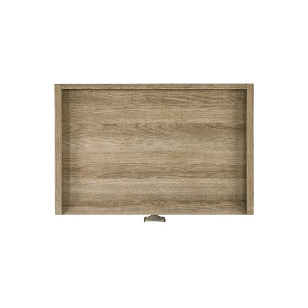 English Elm Transitional Nightstand with Curved Drawers Plinth Base and Warm Wood Grain Bedroom Appeal Oak 23.5 L x 15.6 W x 23.6 H B2741P569493
