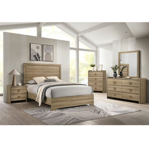 English Elm Transitional Nightstand with Curved Drawers Plinth Base and Warm Wood Grain Bedroom Appeal Oak 23.5 L x 15.6 W x 23.6 H B2741P569493
