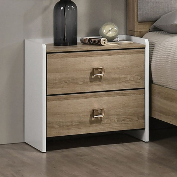 English Elm Walnut Finish Nightstand with Dovetail Drawer and Finger Pull for Modern Bedrooms Oak/White 23.5 L x 15.6 W x 23.6 H B2741P569494