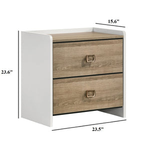 English Elm Walnut Finish Nightstand with Dovetail Drawer and Finger Pull for Modern Bedrooms Oak/White 23.5 L x 15.6 W x 23.6 H B2741P569494