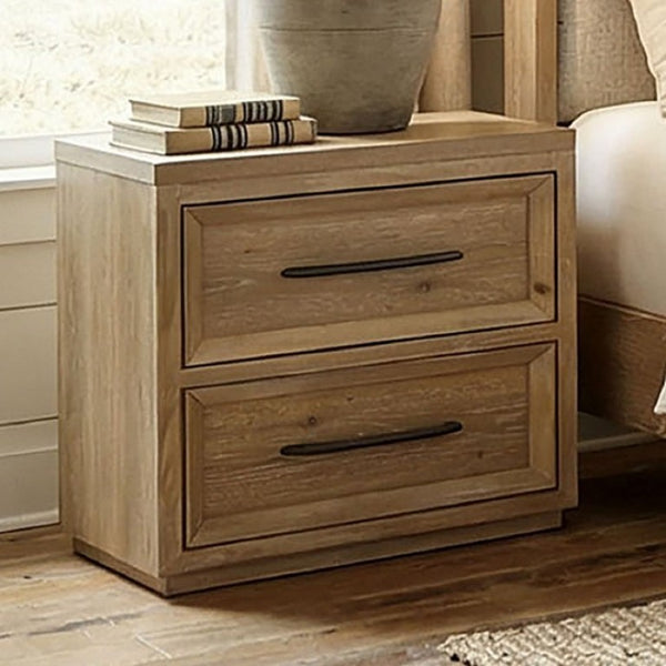 English Elm Walnut Finish Nightstand with Dovetail Drawer and Finger Pull for Modern Bedrooms Natural 26 L x 17 W x 26 H B2741P569511