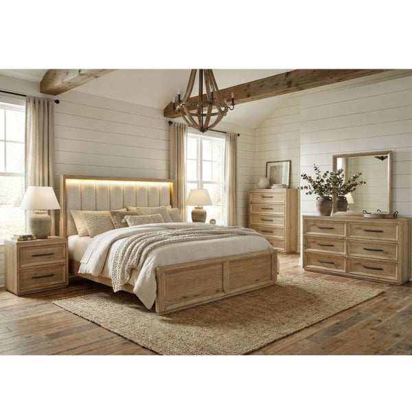 English Elm Walnut Finish Nightstand with Dovetail Drawer and Finger Pull for Modern Bedrooms Natural 26 L x 17 W x 26 H B2741P569511