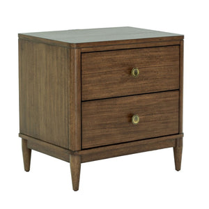 English Elm Walnut Finish Nightstand with USB Charging Dovetail Drawers and Cedarwood Bedroom Storage B2741P569524