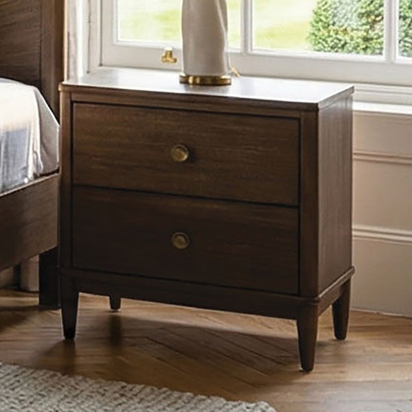 English Elm Walnut Finish Nightstand with USB Charging Dovetail Drawers and Cedarwood Bedroom Storage B2741P569524