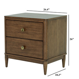 English Elm Walnut Finish Nightstand with USB Charging Dovetail Drawers and Cedarwood Bedroom Storage B2741P569524