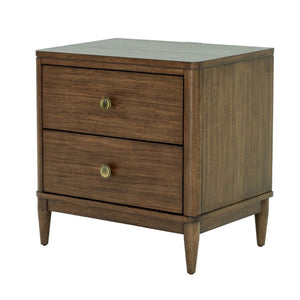 English Elm Walnut Finish Nightstand with USB Charging Dovetail Drawers and Cedarwood Bedroom Storage B2741P569524
