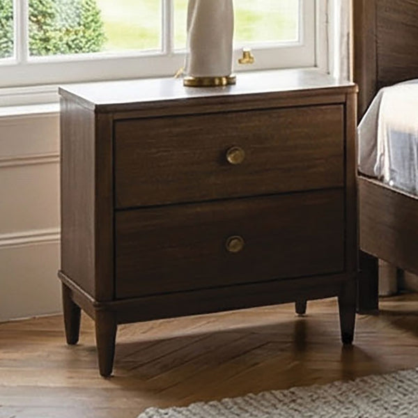 English Elm Walnut Finish Nightstand with USB Charging Dovetail Drawers and Cedarwood Bedroom Storage B2741P569524