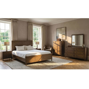 English Elm Walnut Finish Nightstand with USB Charging Dovetail Drawers and Cedarwood Bedroom Storage B2741P569524