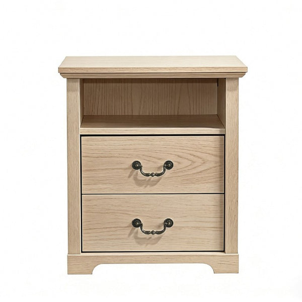 English Elm Rustic Open Shelf Nightstand Set with Wood Grain Laminate for Farmhouse Bedrooms Natural B2741P569546