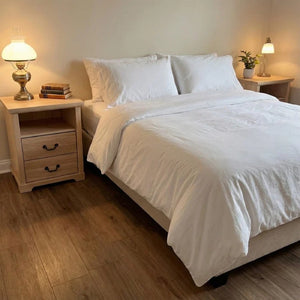 English Elm Rustic Open Shelf Nightstand Set with Wood Grain Laminate for Farmhouse Bedrooms Natural B2741P569546