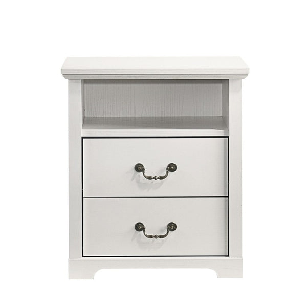 English Elm Rustic Open Shelf Nightstand Set with Wood Grain Laminate for Farmhouse Bedrooms White B2741P569549