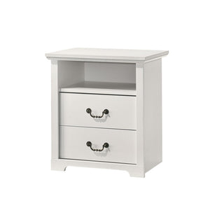 English Elm Rustic Open Shelf Nightstand Set with Wood Grain Laminate for Farmhouse Bedrooms White B2741P569549
