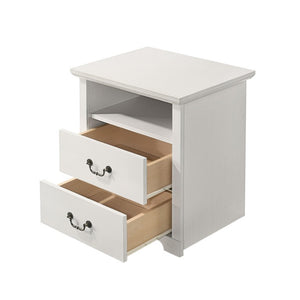 English Elm Rustic Open Shelf Nightstand Set with Wood Grain Laminate for Farmhouse Bedrooms White B2741P569549