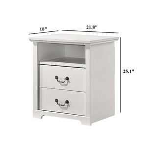 English Elm Rustic Open Shelf Nightstand Set with Wood Grain Laminate for Farmhouse Bedrooms White B2741P569549