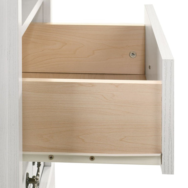 English Elm Rustic Open Shelf Nightstand Set with Wood Grain Laminate for Farmhouse Bedrooms White B2741P569549