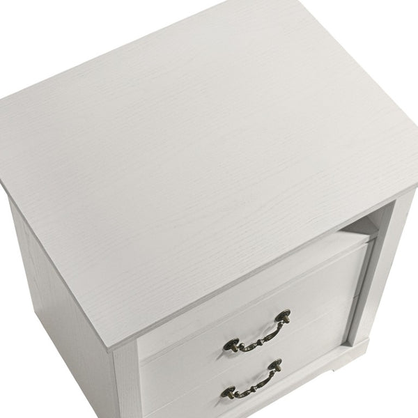 English Elm Rustic Open Shelf Nightstand Set with Wood Grain Laminate for Farmhouse Bedrooms White B2741P569549