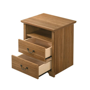 English Elm Rustic Walnut Finish Nightstand Set of Two with Open Shelf and Metal Handle Bedroom B2741P569553
