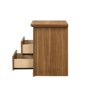 English Elm Rustic Walnut Finish Nightstand Set of Two with Open Shelf and Metal Handle Bedroom B2741P569553