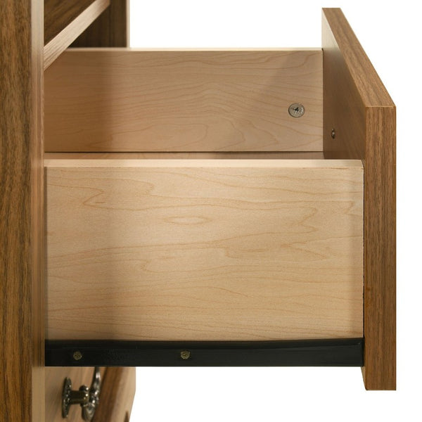 English Elm Rustic Walnut Finish Nightstand Set of Two with Open Shelf and Metal Handle Bedroom B2741P569553