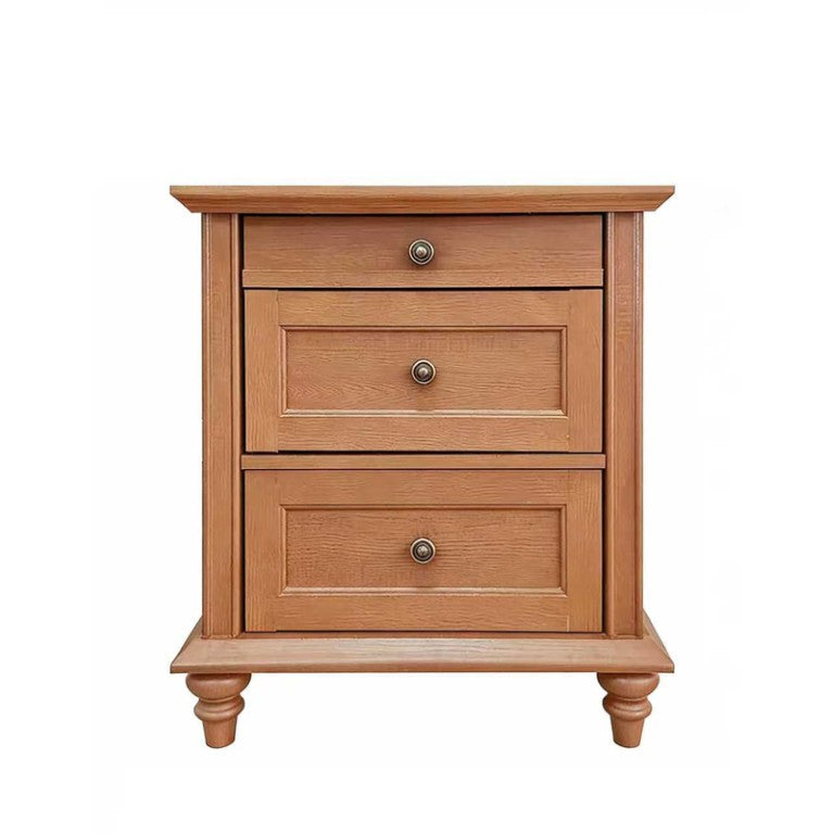 English Elm Traditional Oak Finish Nightstand with Drawer Open Cubby and Solid Wood Legs Oak B2741P569554