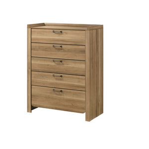 English Elm Transitional Wood Grain Chest with Curved Drawers Plinth Base and Natural Warm Finish Natural 37.5 L x 17.5 W x 49.5 H B2741P569583
